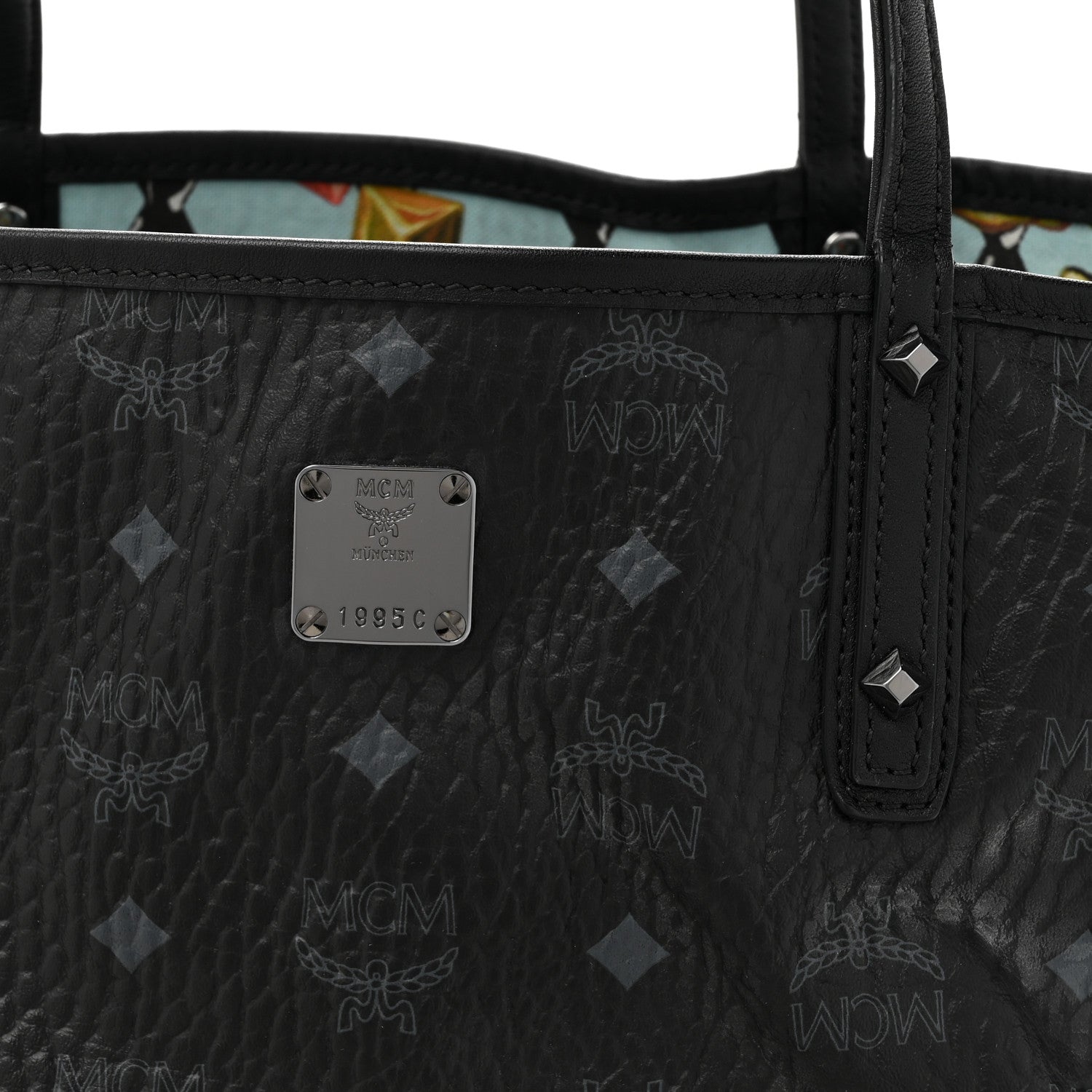 MCM Visetos Medium Project Reversible Shopper Tote Black 11 of 20