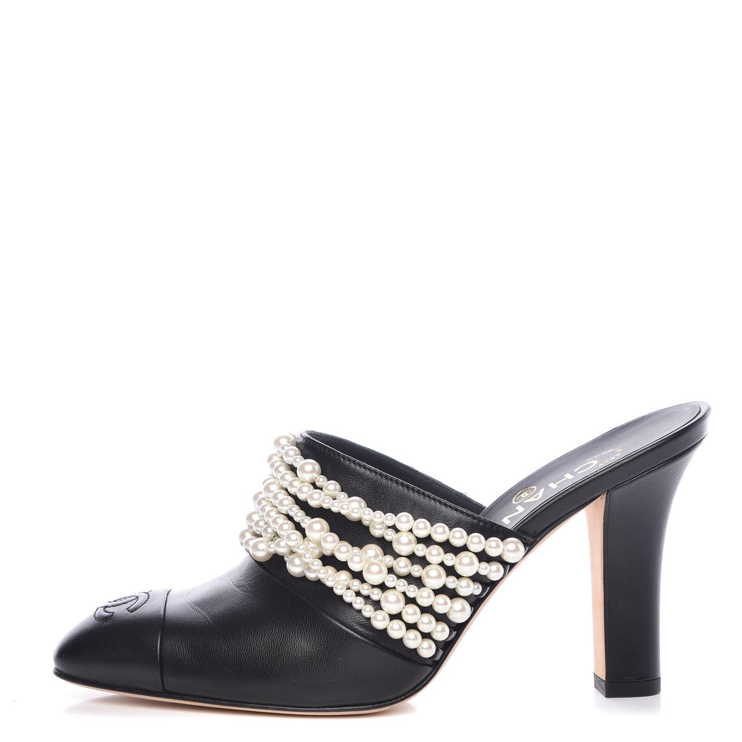 Lambskin CC Pearl Mule 37.5 Black