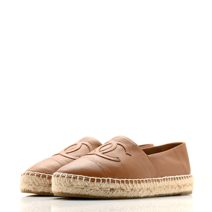 Chanel Lambskin CC Espadrilles 38 Light Brown 3 of 9