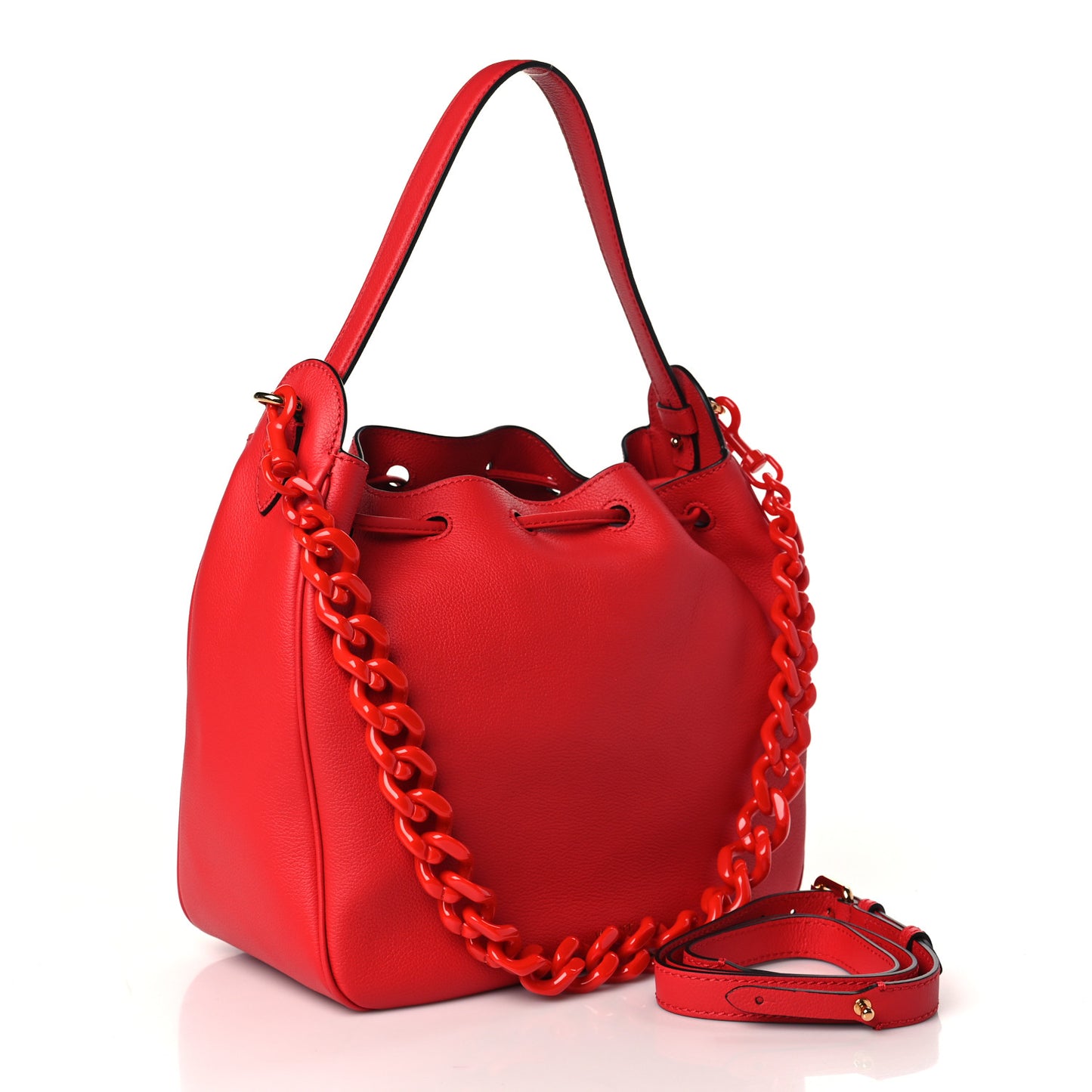 Grained Calfskin La Medusa Bucket Bag Red
