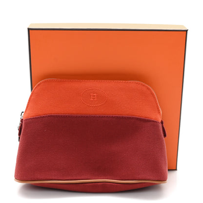 Hermes Cotton Canvas Bolide Travel Cosmetic Pouch Feu Tomette 7 of 7