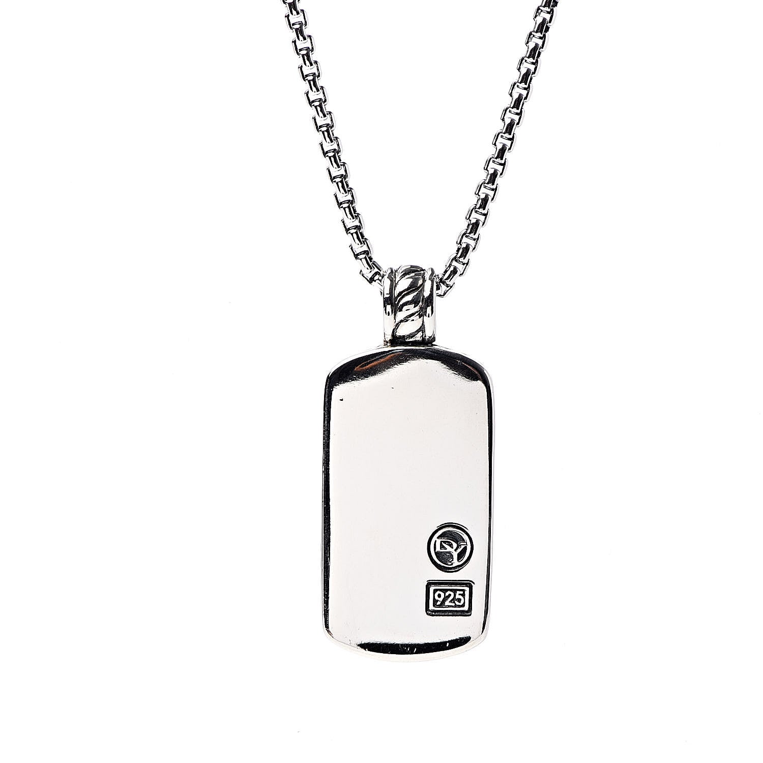 David Yurman Sterling Silver Diamond Midnight Melange Dog Tag Pendant Necklace 6 of 6