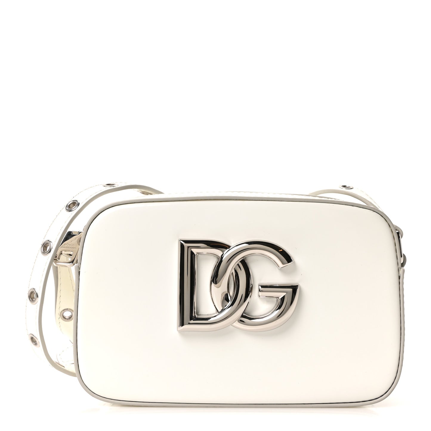 Patent Calfskin Hot Stuff DG Logo 3.5 Crossbody Bag White