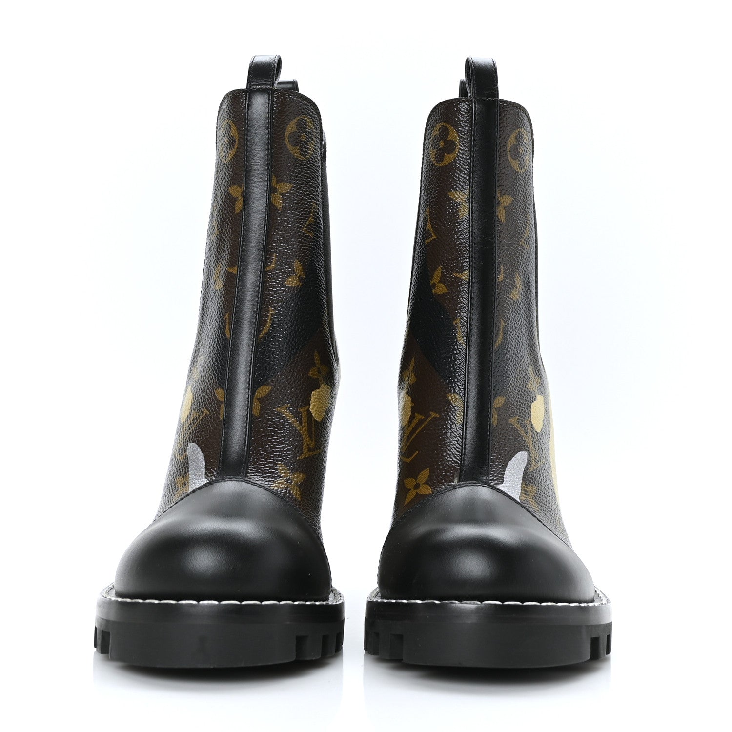 Louis Vuitton X LOL Patent Calfskin Monogram Star Trail Chelsea Ankle Boots 38 Gold Silver 2 of 7