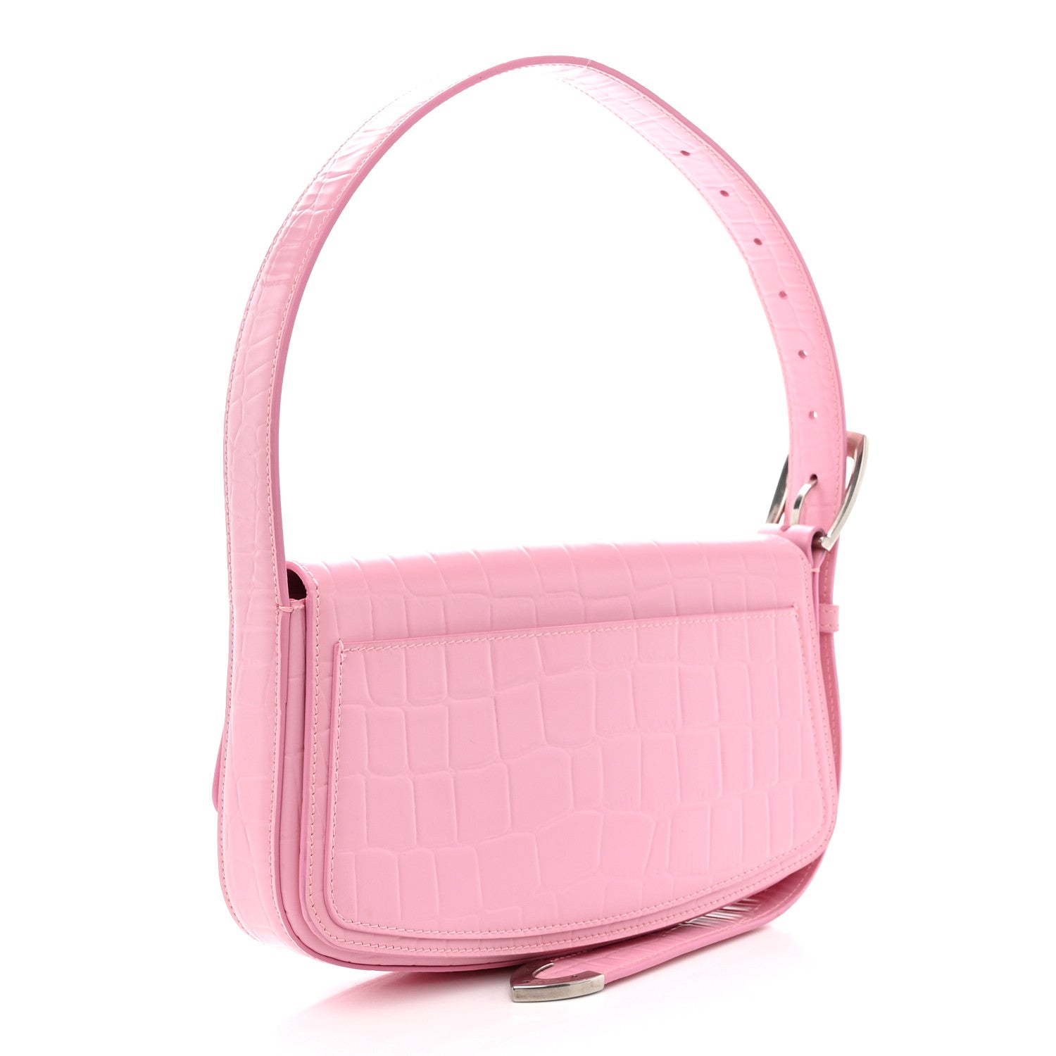 Balenciaga Shiny Calfskin Crocodile Embossed Ghost Sling Bag Pink 3 of 16