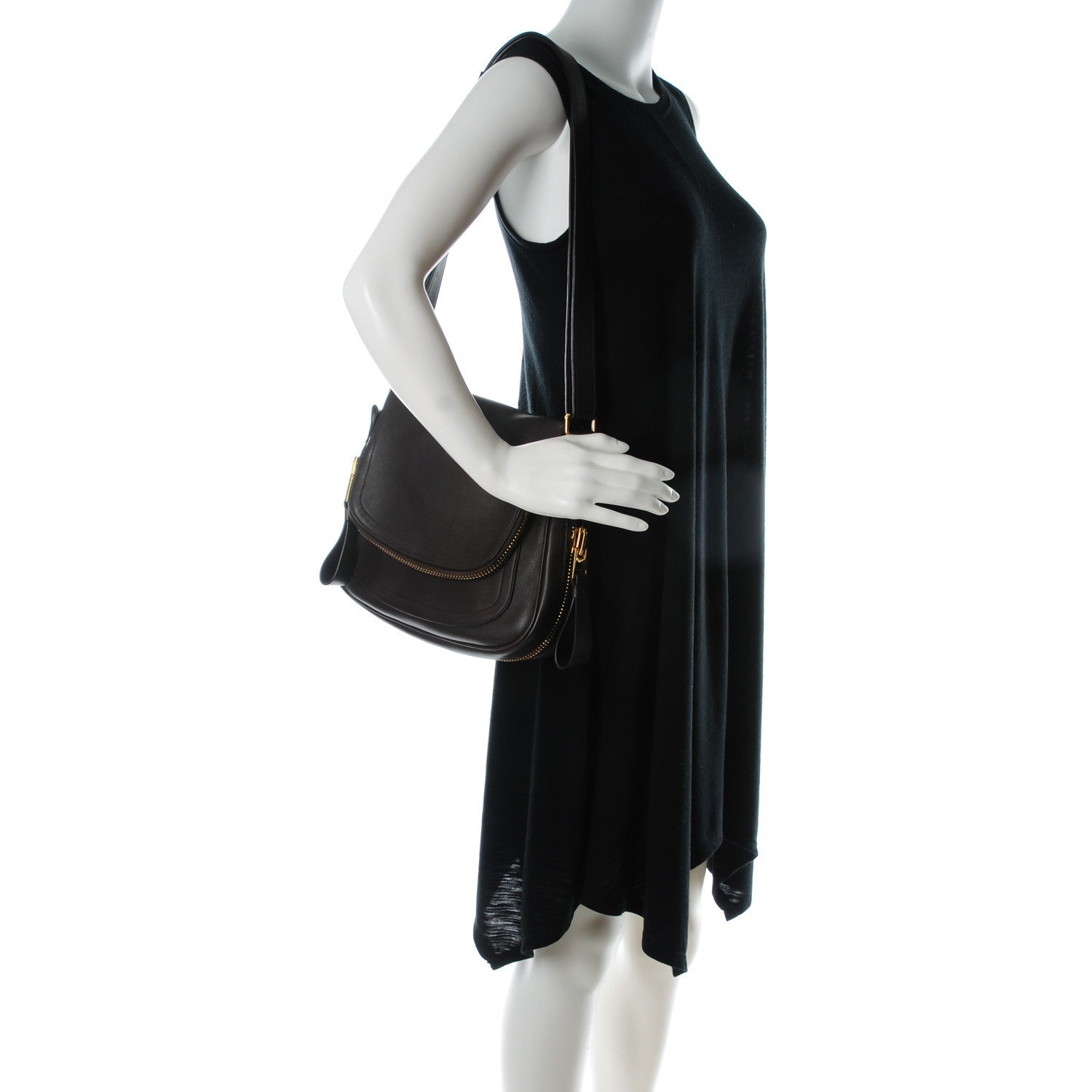 Tom Ford Grained Calfskin Medium Jennifer Crossbody Bag Brown 2 of 7