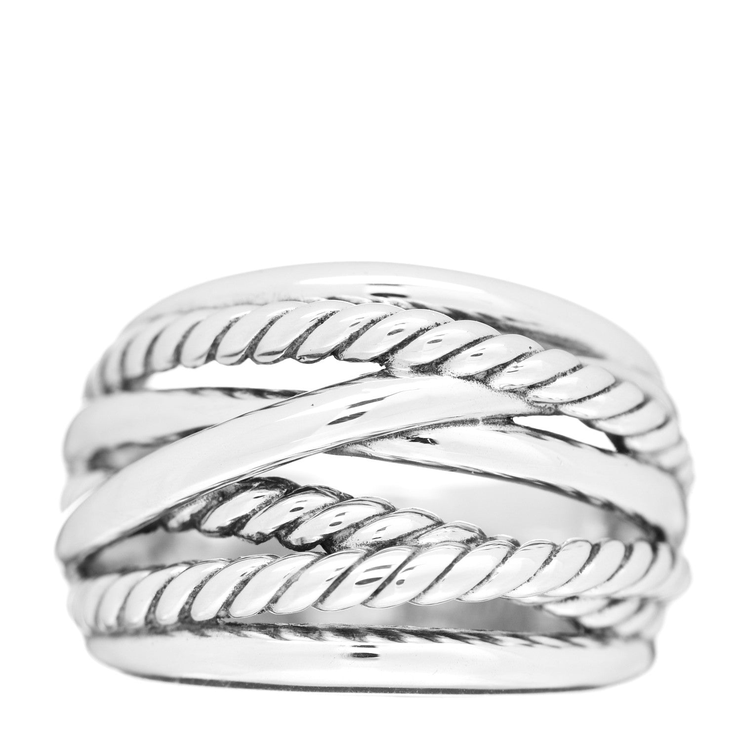 David Yurman Sterling Silver 16mm Wide Crossover Cable Ring 57 8 1 of 5