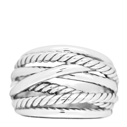 David Yurman Sterling Silver 16mm Wide Crossover Cable Ring 57 8 1 of 5