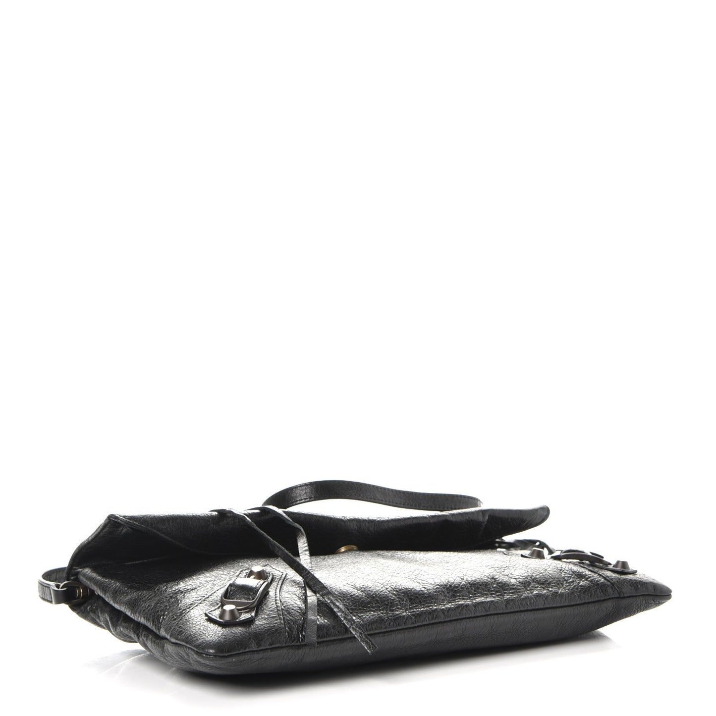 Agneau Classic Hardware Envelope Strap Clutch Black