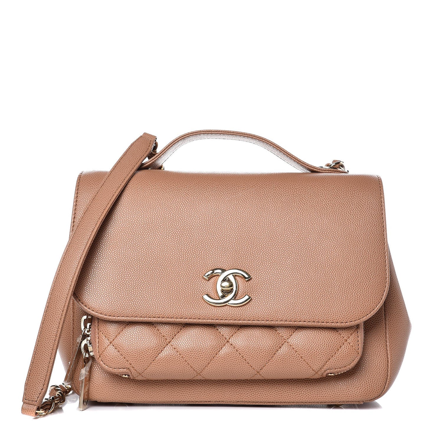 Caviar Quilted Medium Business Affinity Flap Camel