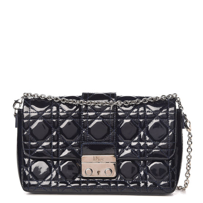 Christian Dior Patent Cannage New Lock Pouch Navy Blue 1 of 10