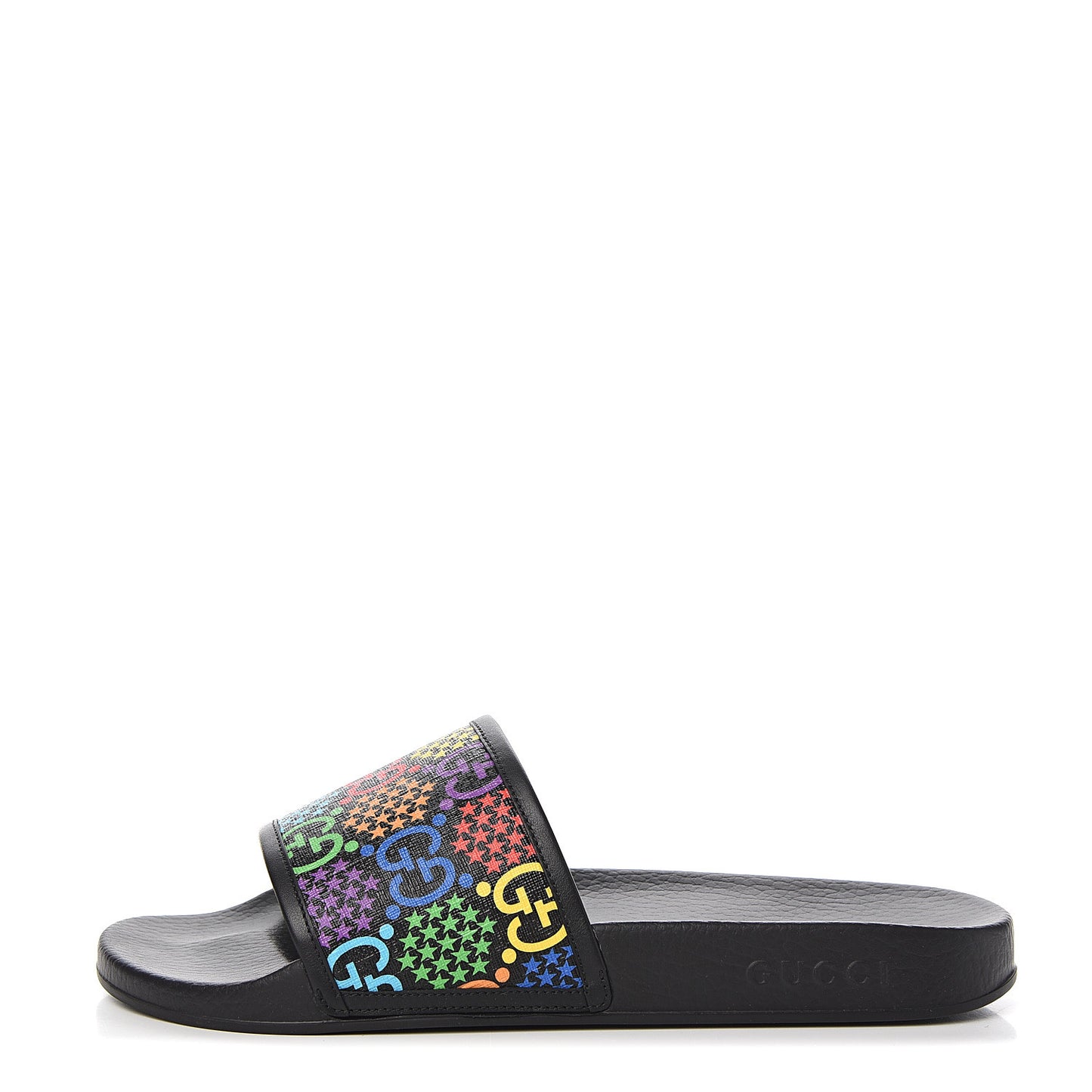 GG Supreme Monogram Psychedelic Mens Slide Sandals 10 Black Multicolor