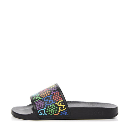 Gucci GG Supreme Monogram Psychedelic Mens Slide Sandals 10 Black Multicolor 1 of 11