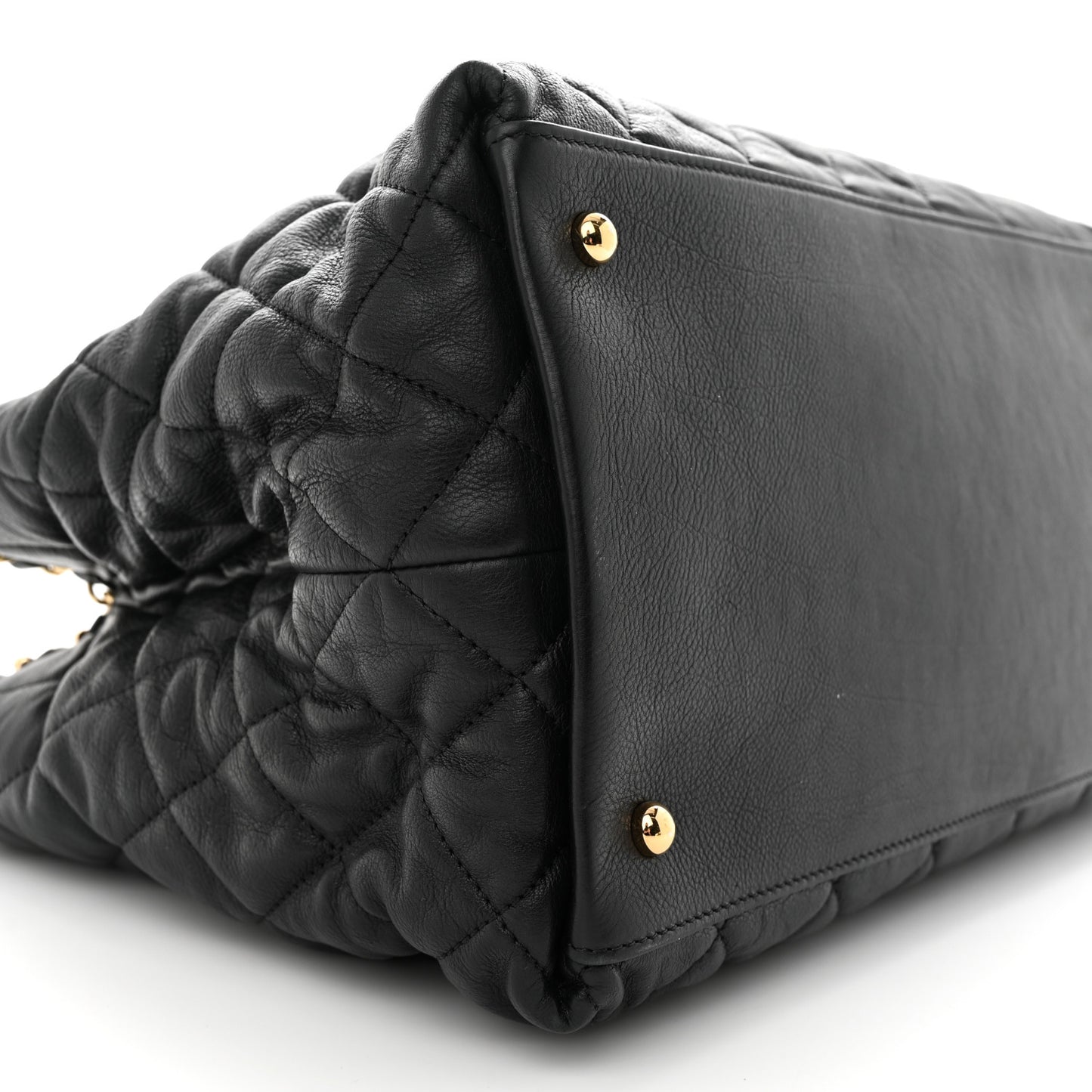 Calfskin Quilted Small Chain Me Tote Black