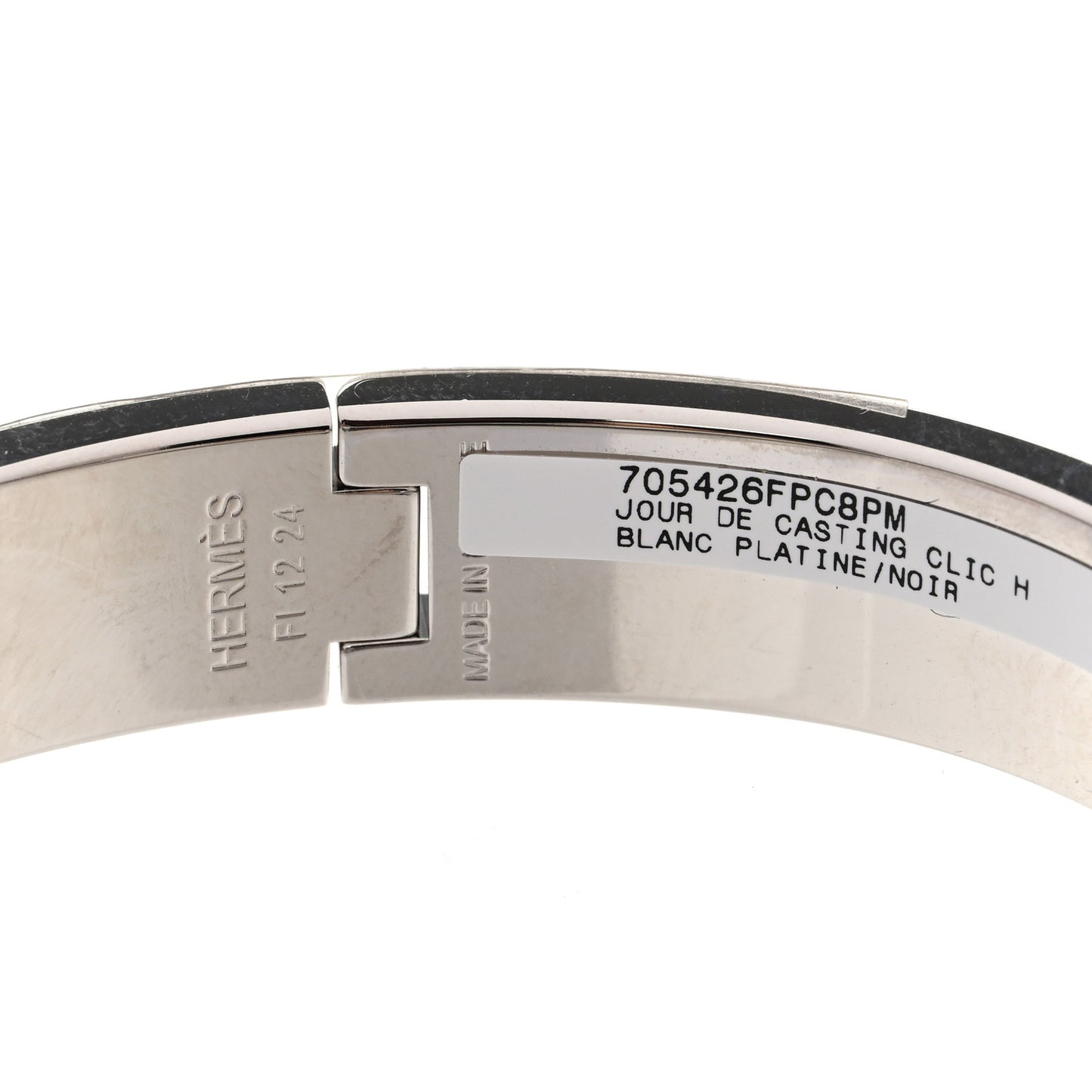 Enamel Printed Jour de Casting Clic Clac H Bracelet PM Platine White Black