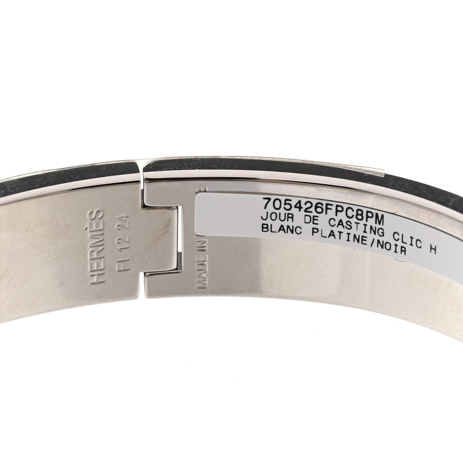 Hermes Enamel Printed Jour de Casting Clic Clac H Bracelet PM Platine White Black 4 of 4