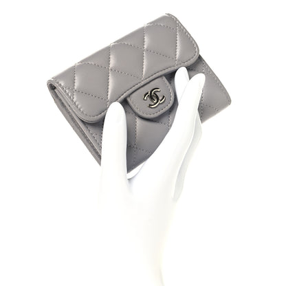 Chanel Lambskin Quilted Flap Card Holder Wallet Grey 2 of 7