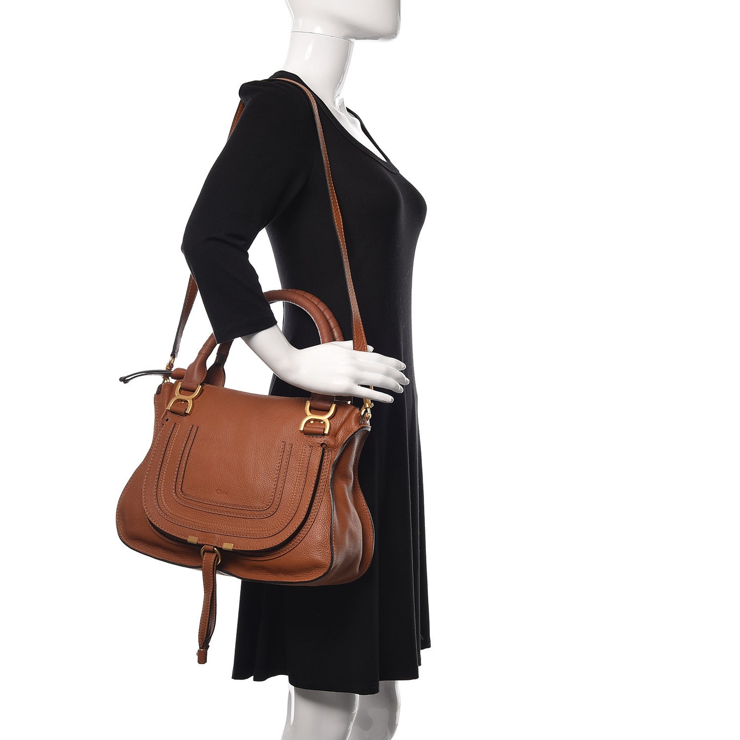 Calfskin Medium Marcie Satchel Tan