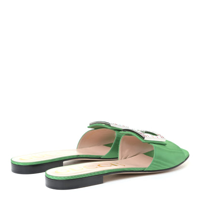 Gucci Moire Fabric Crystal Square G Madelyn Slide Sandals 40.5 New Shamarock 3 of 5