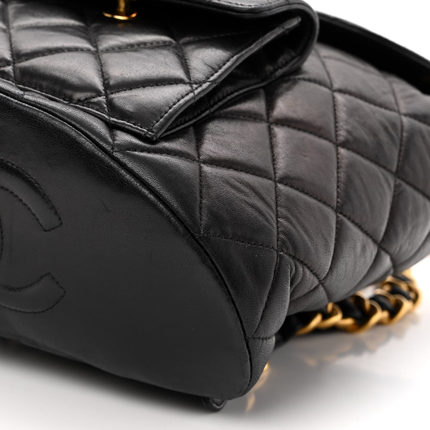Chanel Lambskin Quilted Drawstring Backpack Black 9 of 9