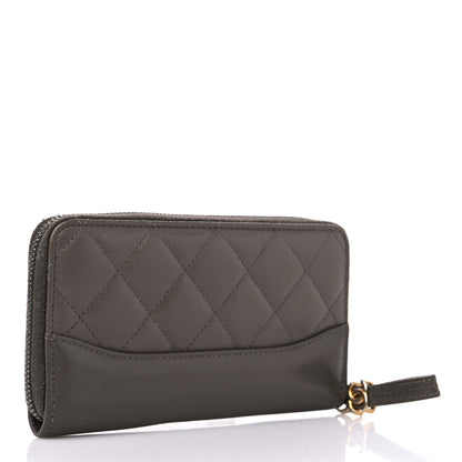 Chanel Aged Calfskin Quilted Small Gabrielle Zip Around Wallet Khaki 3 of 12