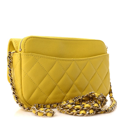 Chanel Lambskin Quilted Flap Phone Holder With Chain Yellow 3 of 10
