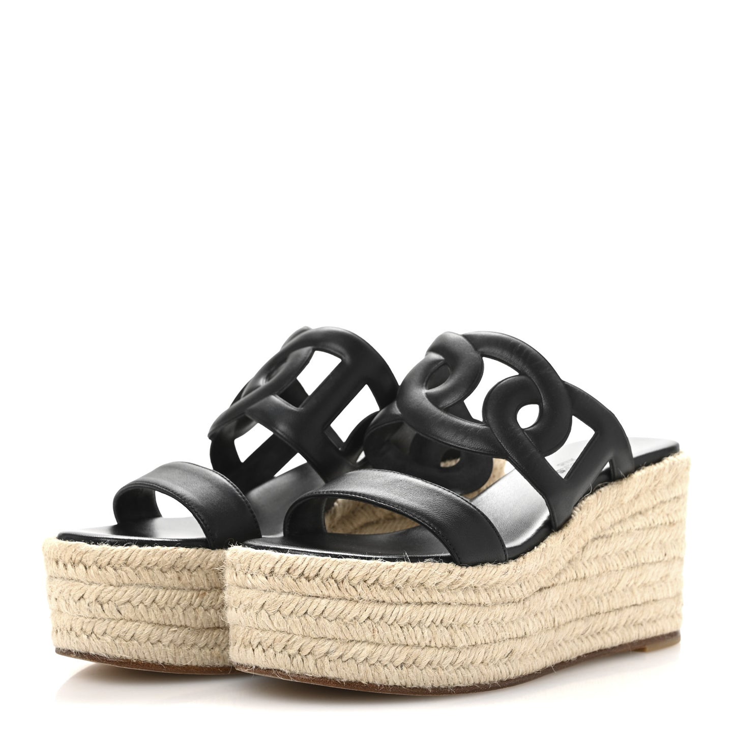 Nappa Ithea Espadrille Wedge Sandals 35 Black