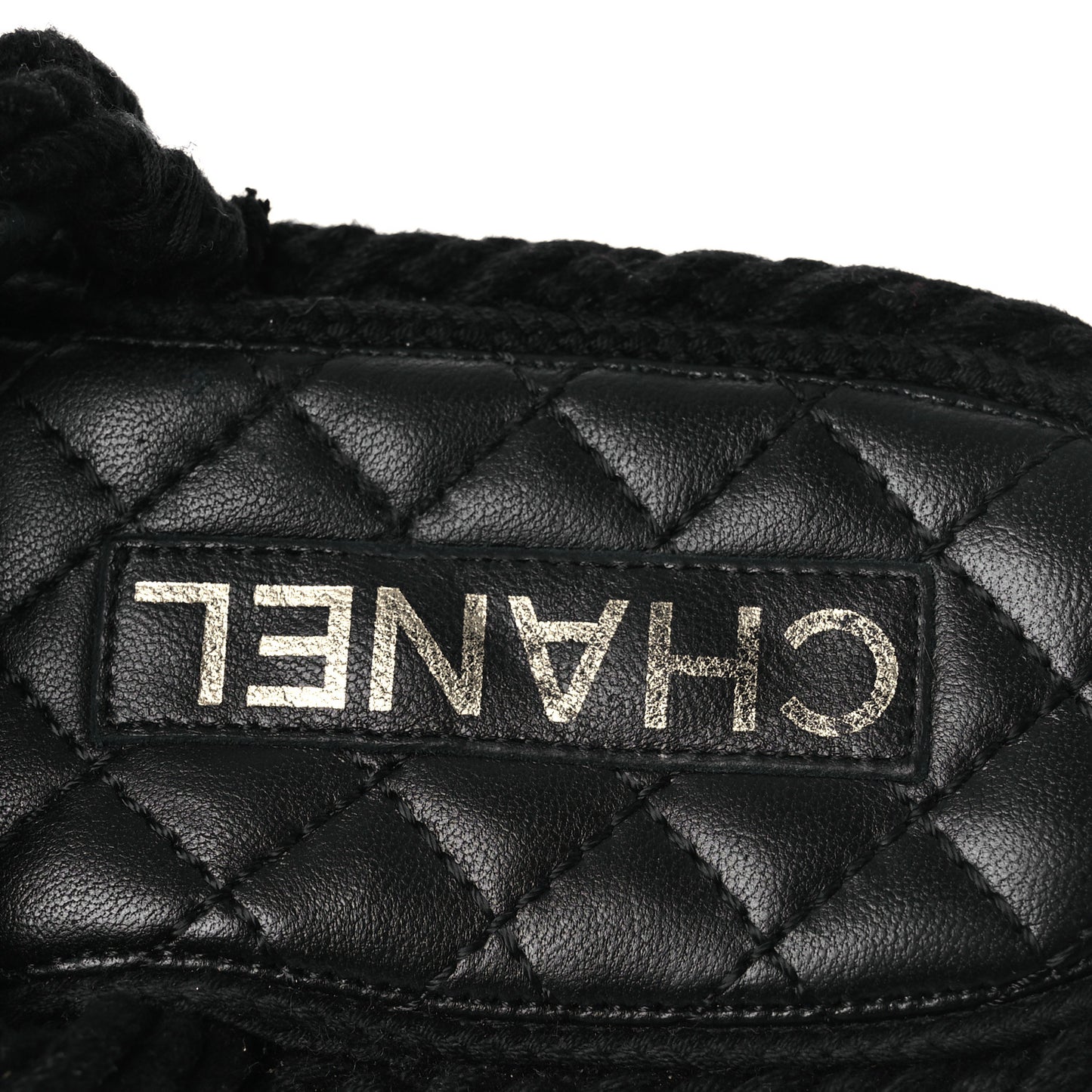 Cord Lambskin Quilted Logo Sandals 39 Black