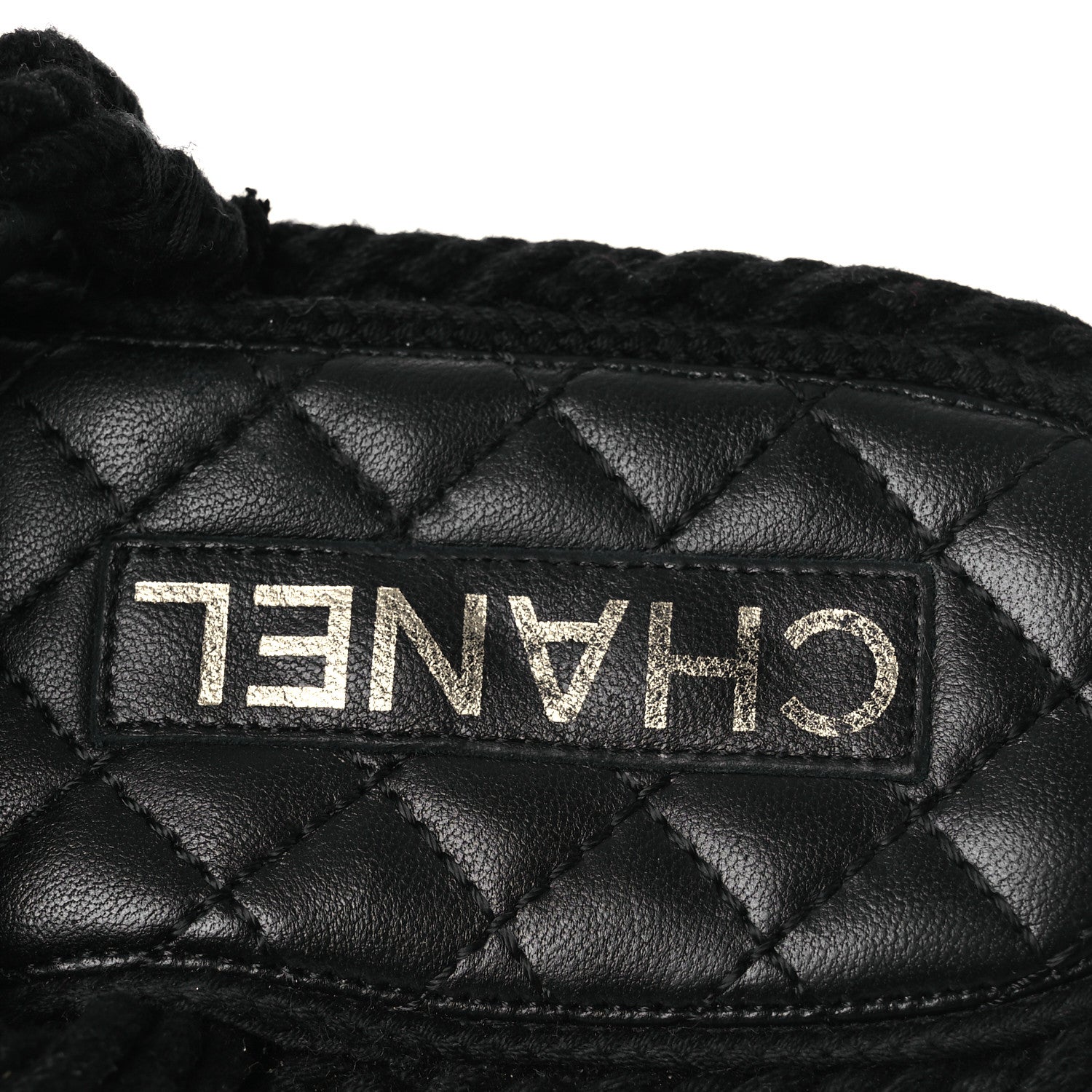 Chanel Cord Lambskin Quilted Logo Sandals 39 Black 9 of 12