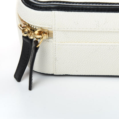 Chanel Caviar Quilted Medium CC Filigree Vanity Case White Black 15 of 16