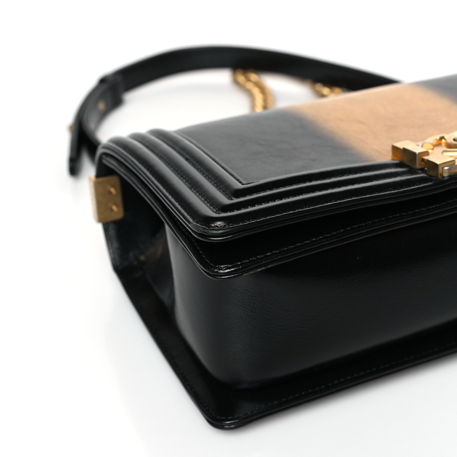 Chanel Metallic Glazed Calfskin Medium Boy Flap Black Gold 8 of 9