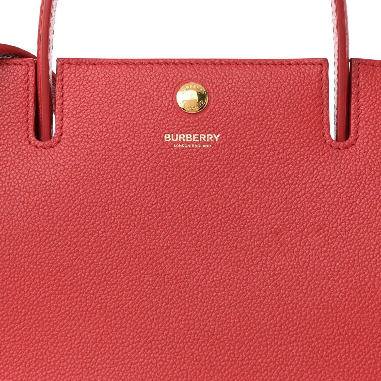 Burberry Grainy Calfskin Small Two Handle Title Bag Red 9 of 11