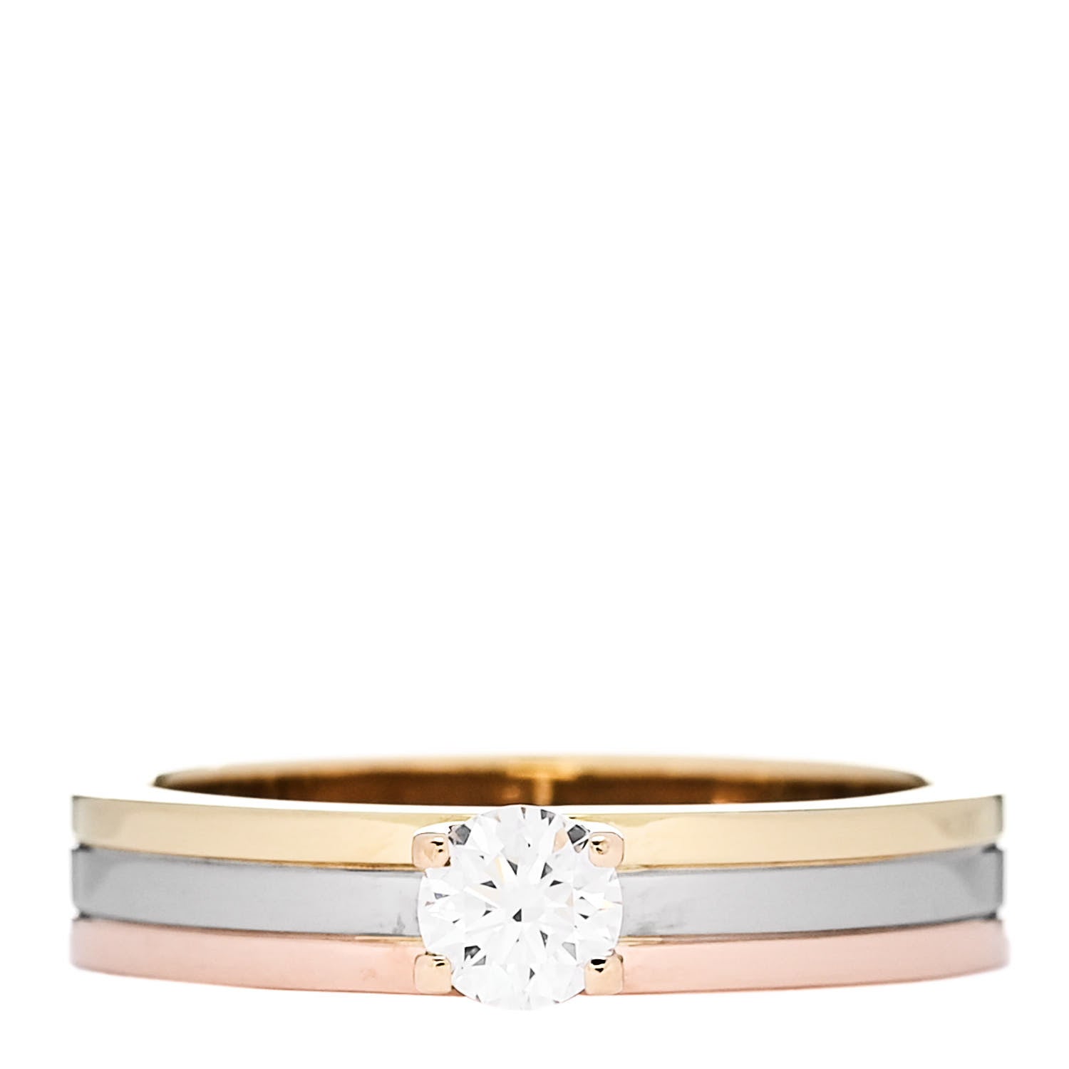Cartier 18K Pink Yellow White Gold Diamond .24ct Solitaire Trinity Engagement Ring 50 5.25 1 of 5