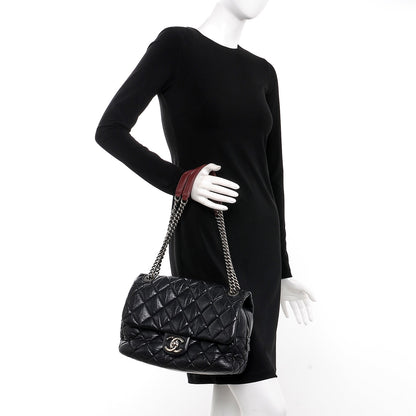 Chanel Aged Calfskin Jumbo New Portobello Flap Black 2 of 8