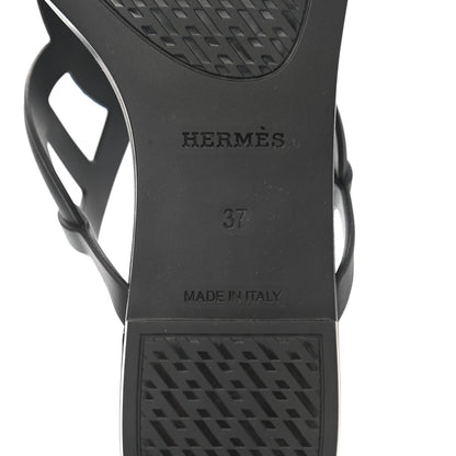 Hermes Rubber Womens Egerie Sandals 37 Black 6 of 9