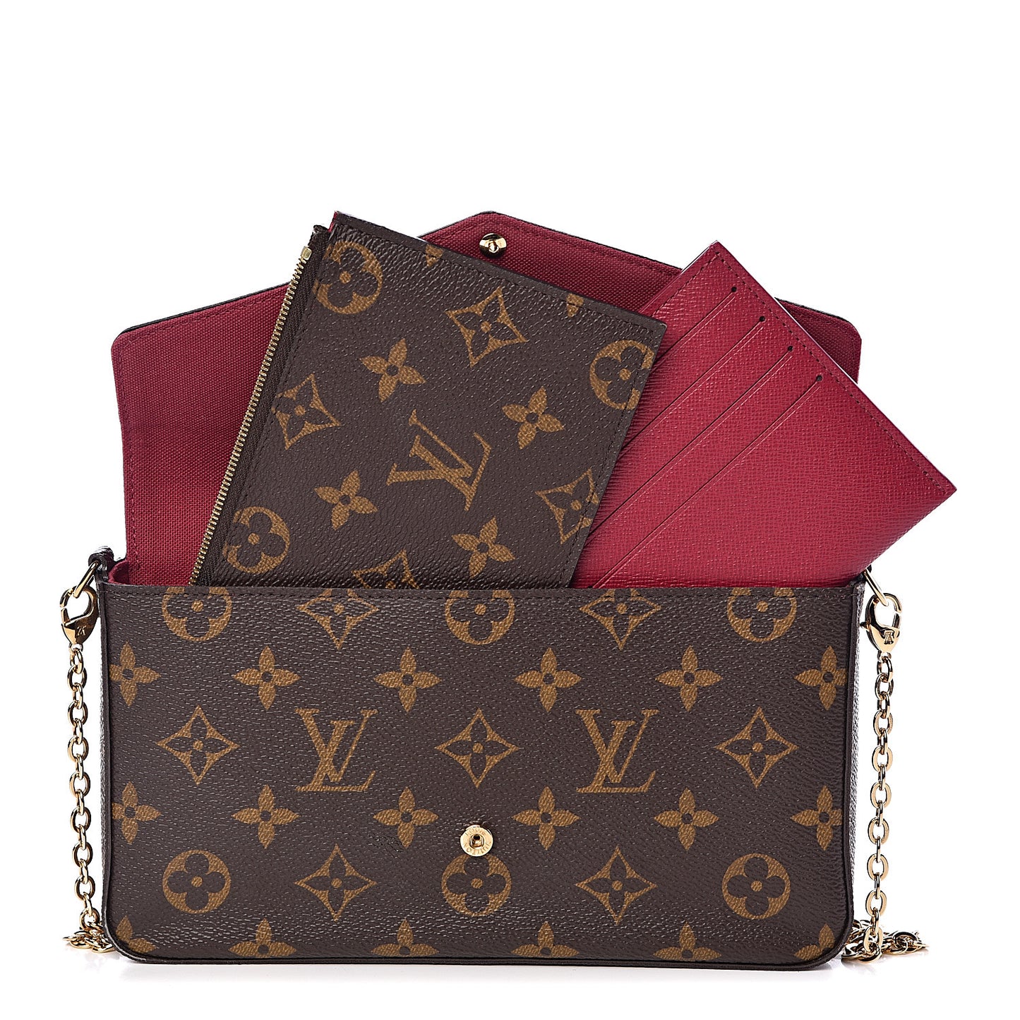 Monogram Pochette Felicie Chain Wallet Fuchsia