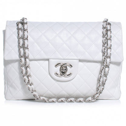 Chanel Washed Caviar Maxi Single Flap White 1 of 8
