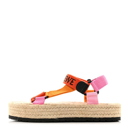 Loewe Raffia Paula's Ibiza Strappy Espadrille Sandals 38 Orange Multicolor 1 of 8