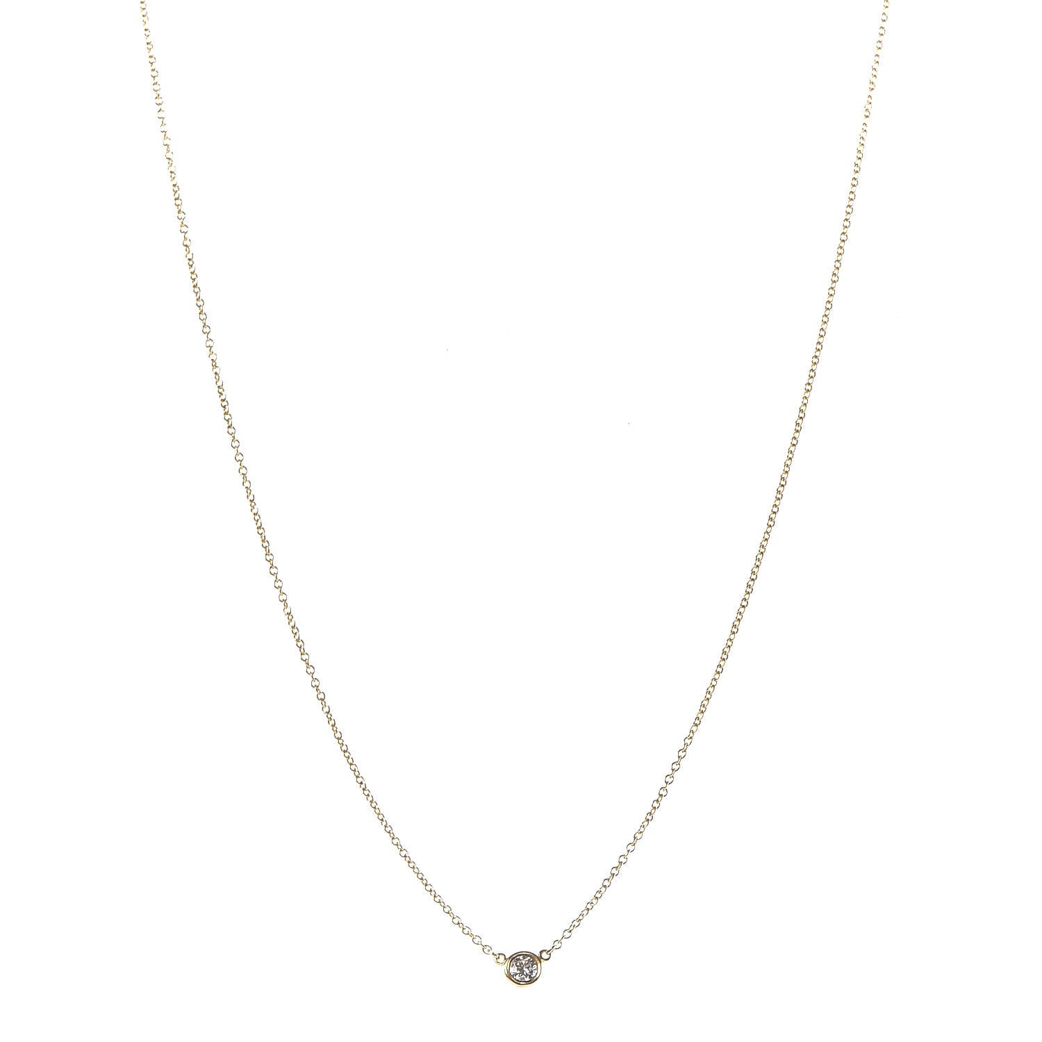 Tiffany 18K Yellow Gold Diamond .12ct Elsa Peretti Diamonds by the Yard Pendant Necklace 1 of 7