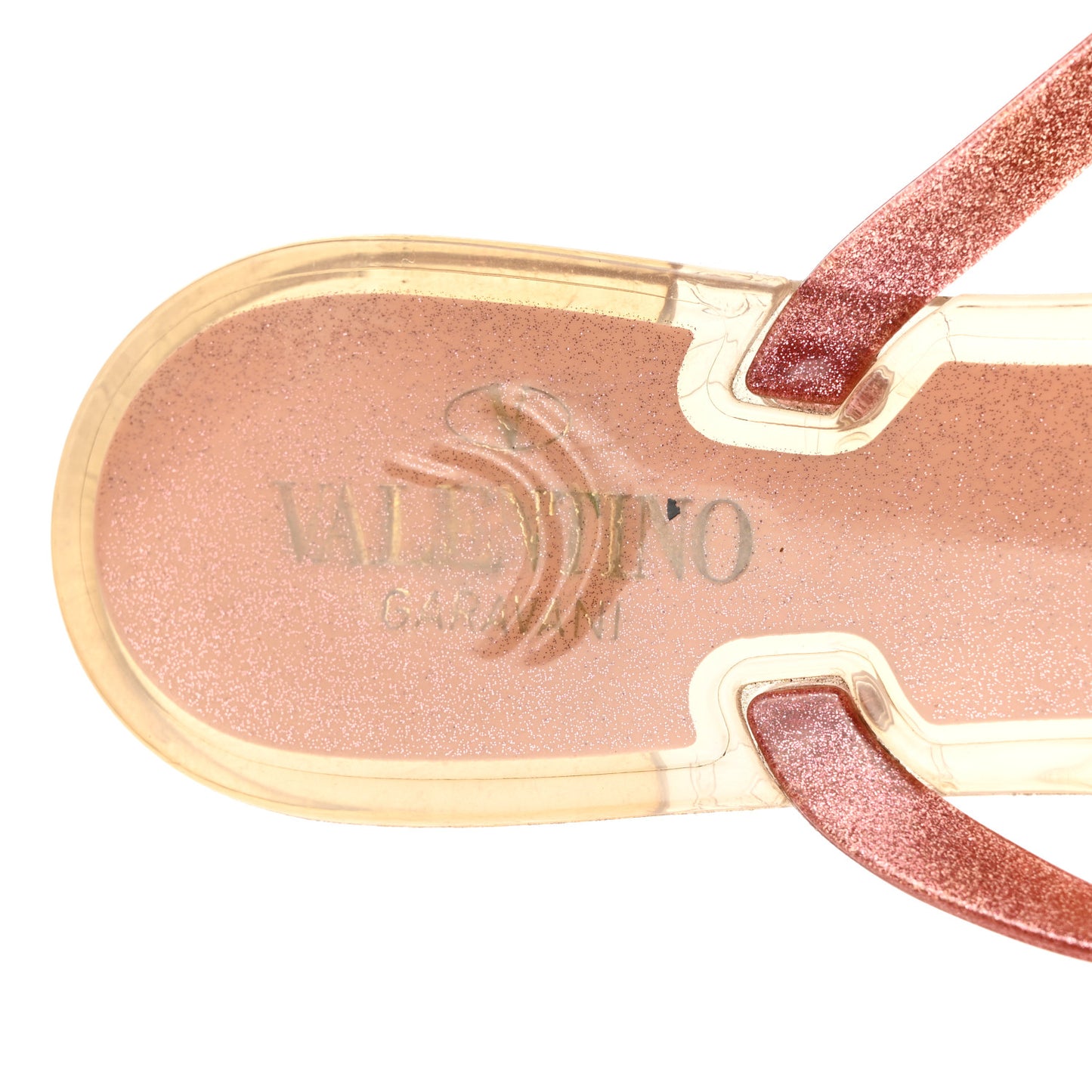 PVC Jelly Glitter Rockstud Bow Thong Sandals 41 Pink