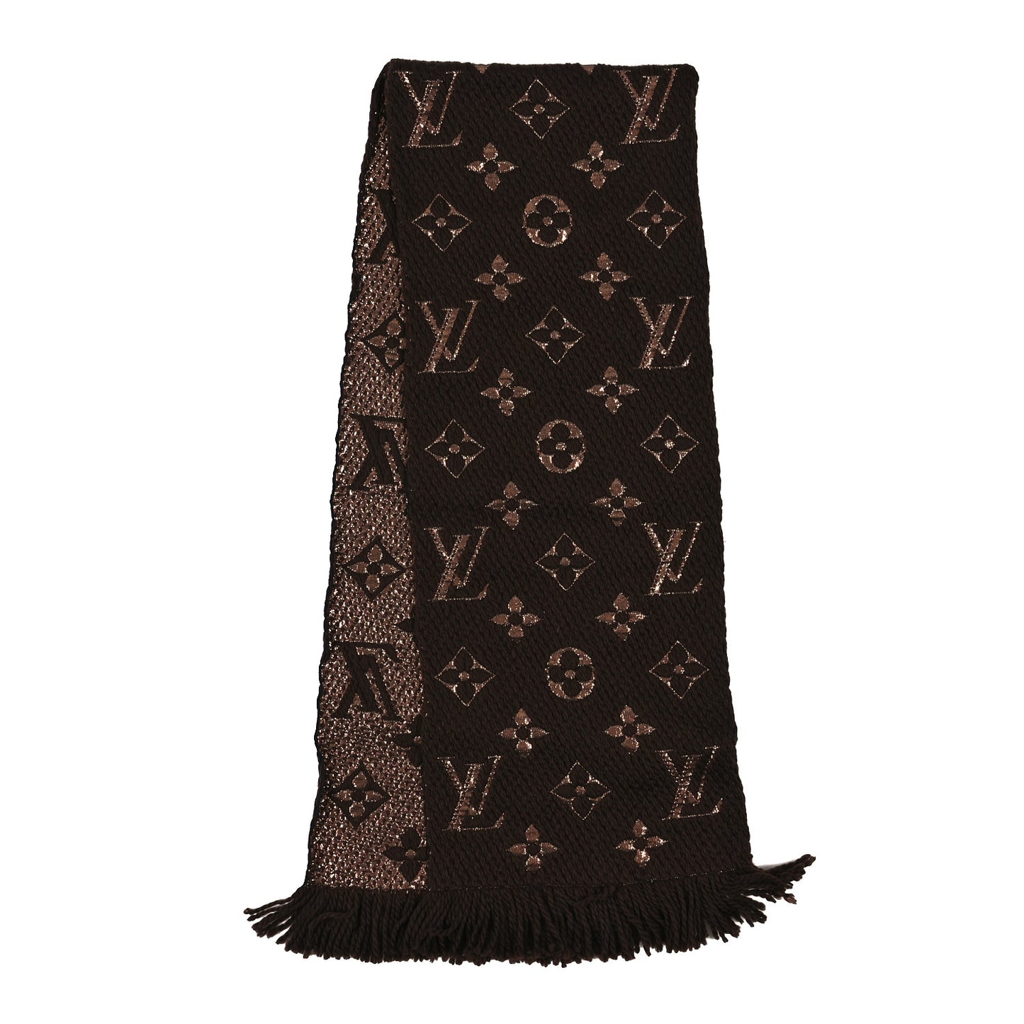 Wool Silk Logomania Shine Scarf Marron