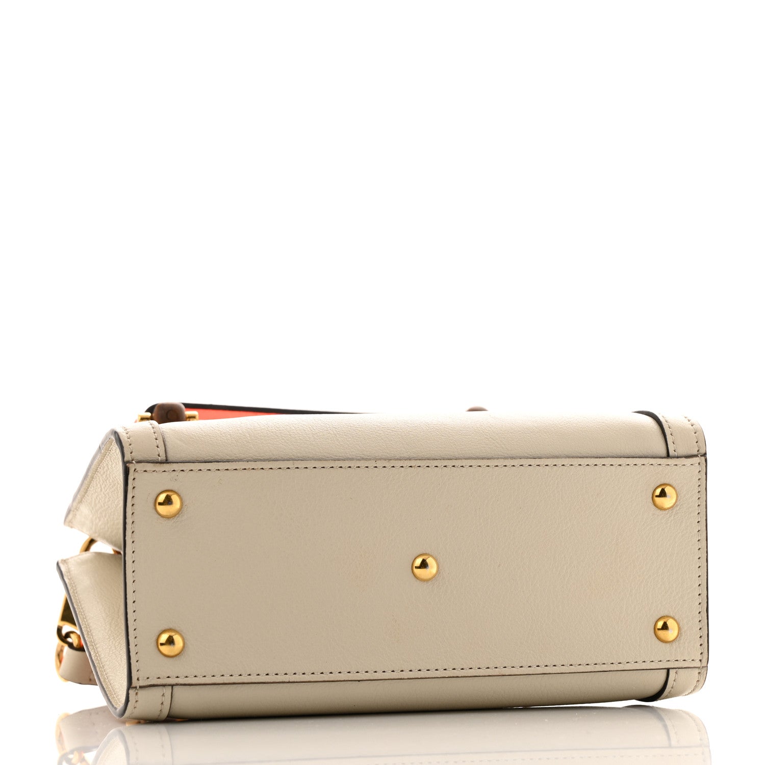 Gucci Wonka Grain Calfskin Mini Diana Tote Bag Mystic White Orange Fluo 4 of 13