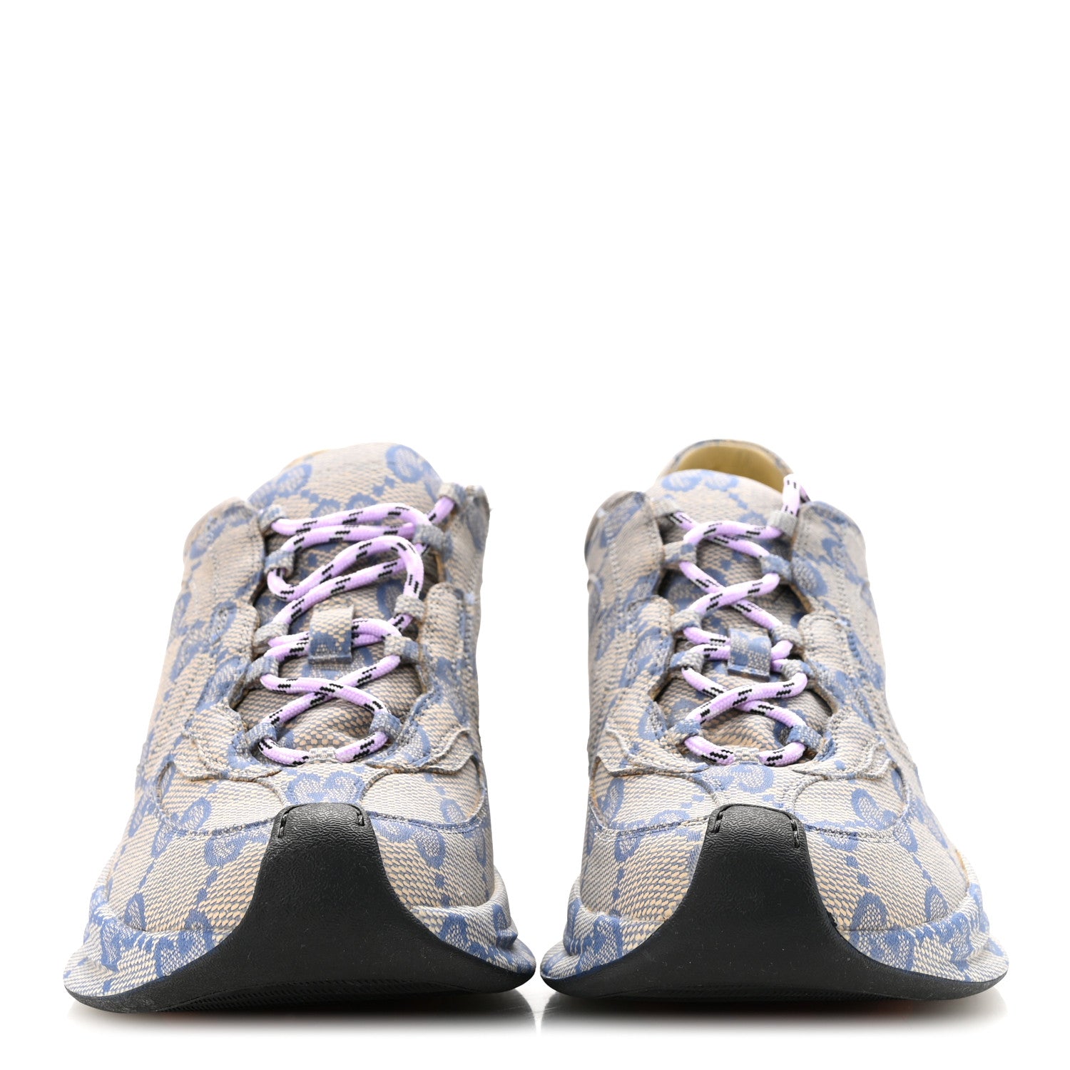 Gucci Ultralight Plume Calfskin Monogram Printed Womens Gucci Run Sneakers 40.5 Beige Blue 3 of 11