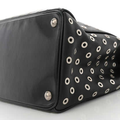 Prada City Calf Grommet Large Double Zip Tote Black 9 of 14