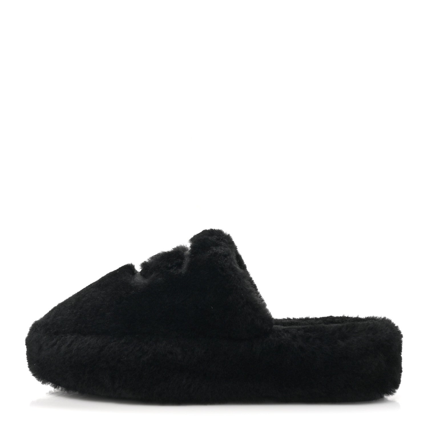 Chanel Shearling CC Flat Mules 39 Black 1 of 16