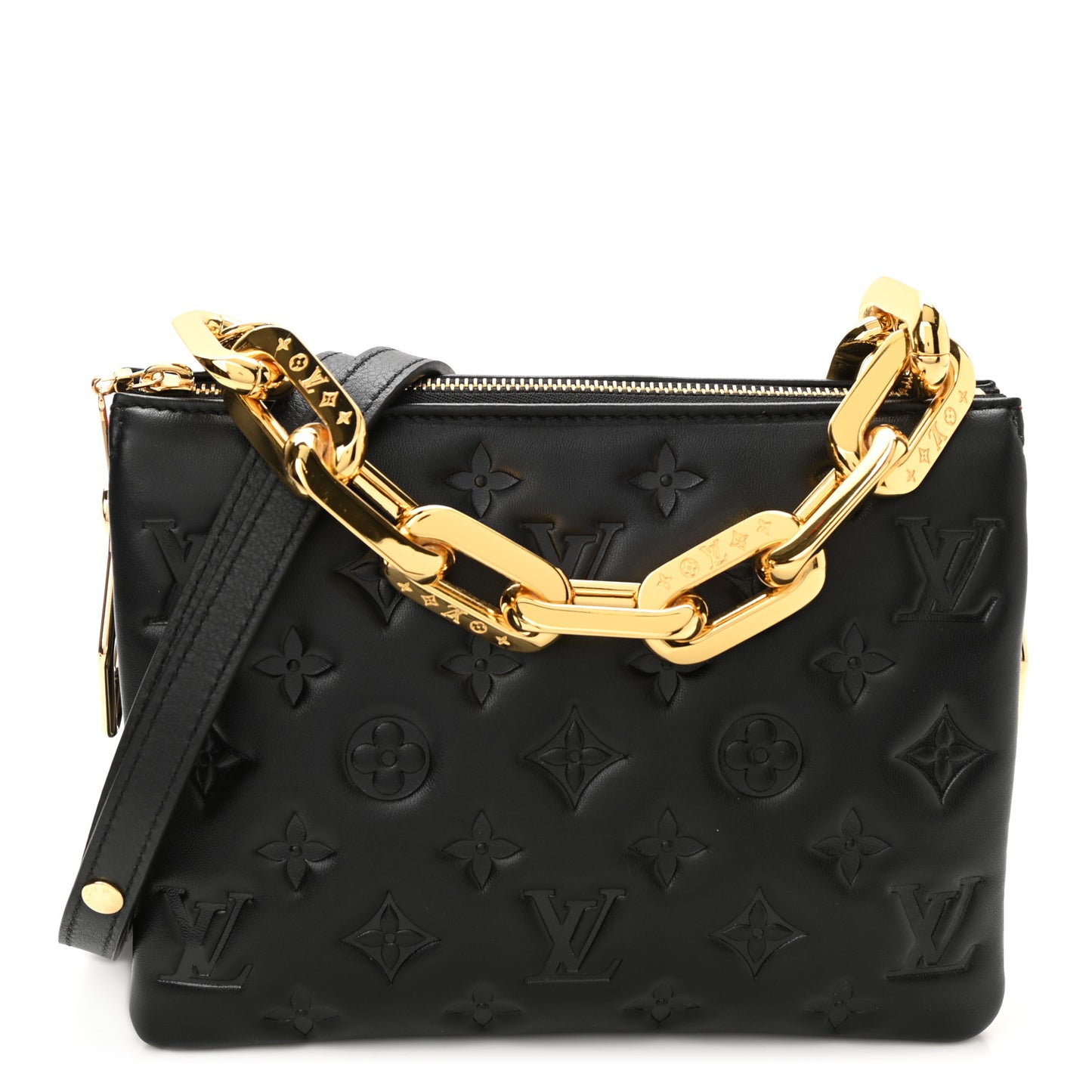 Lambskin Embossed Monogram Coussin BB Black