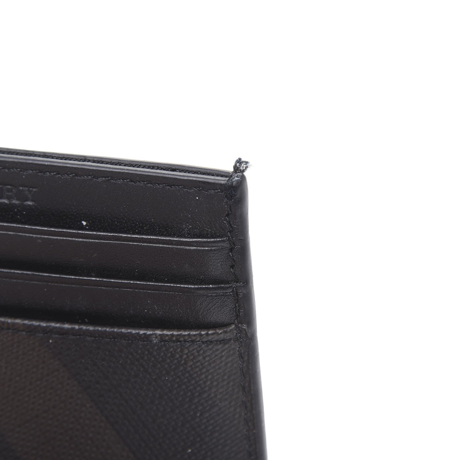 Burberry Grained Calfskin London Check Money Clip Card Case Navy Black 9 of 9