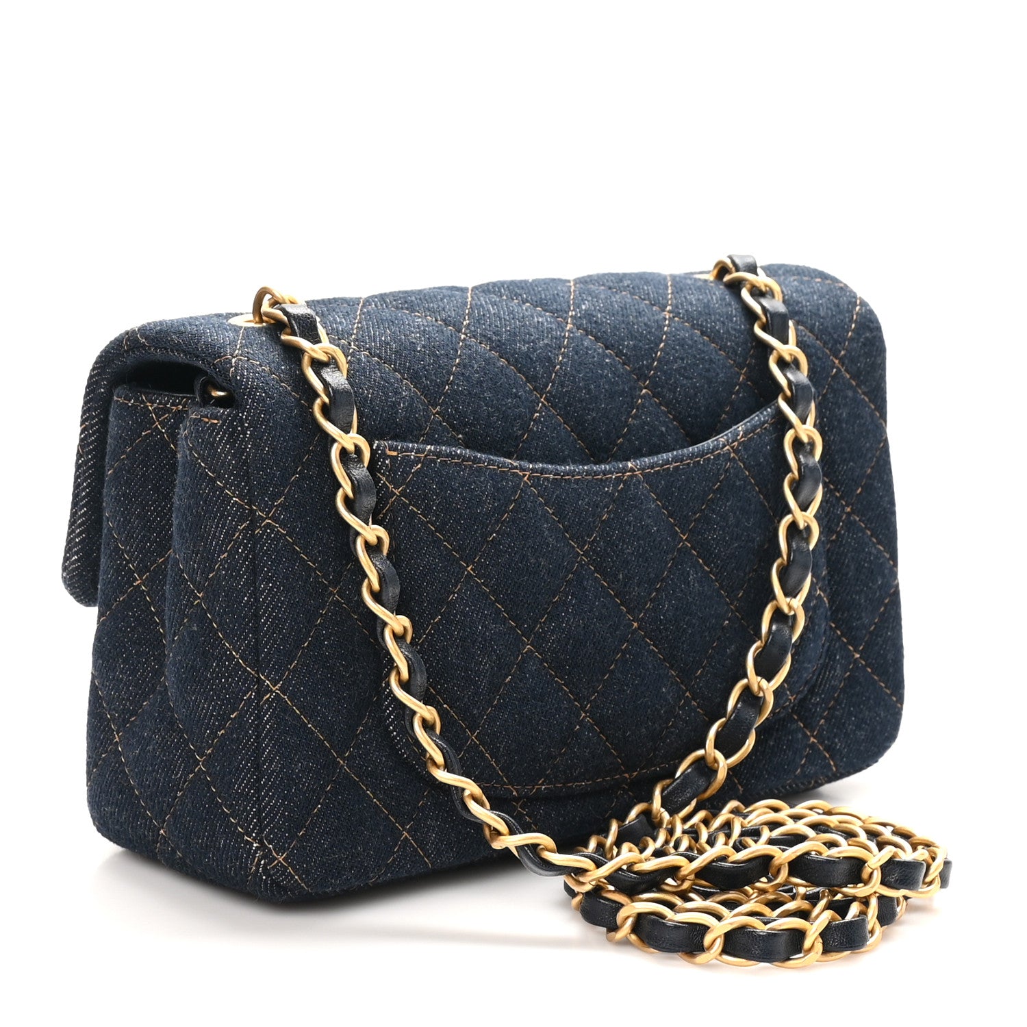 Chanel Denim Quilted Mini Rectangular Flap Dark Blue 3 of 11