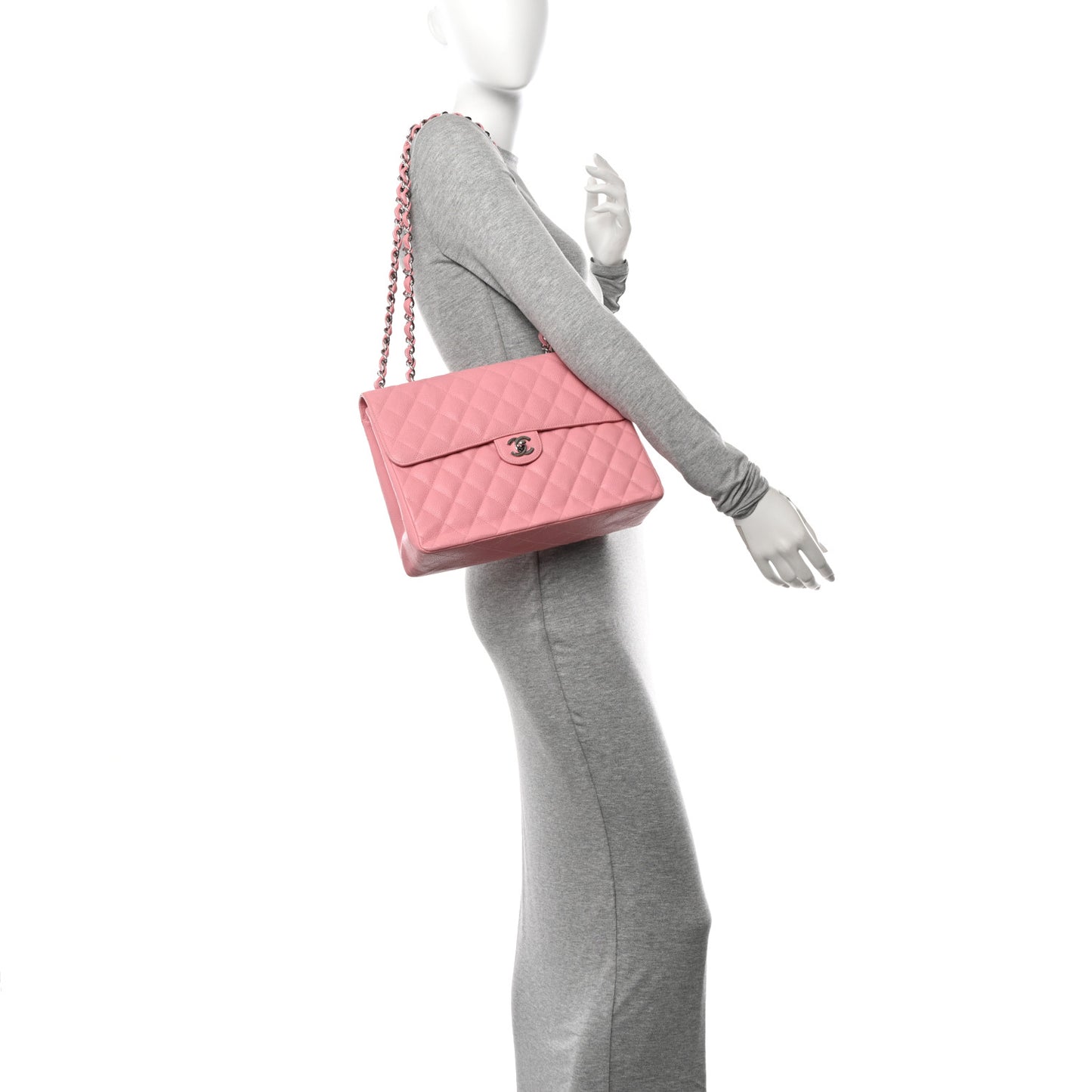 Caviar Quilted Jumbo Single Flap Pink