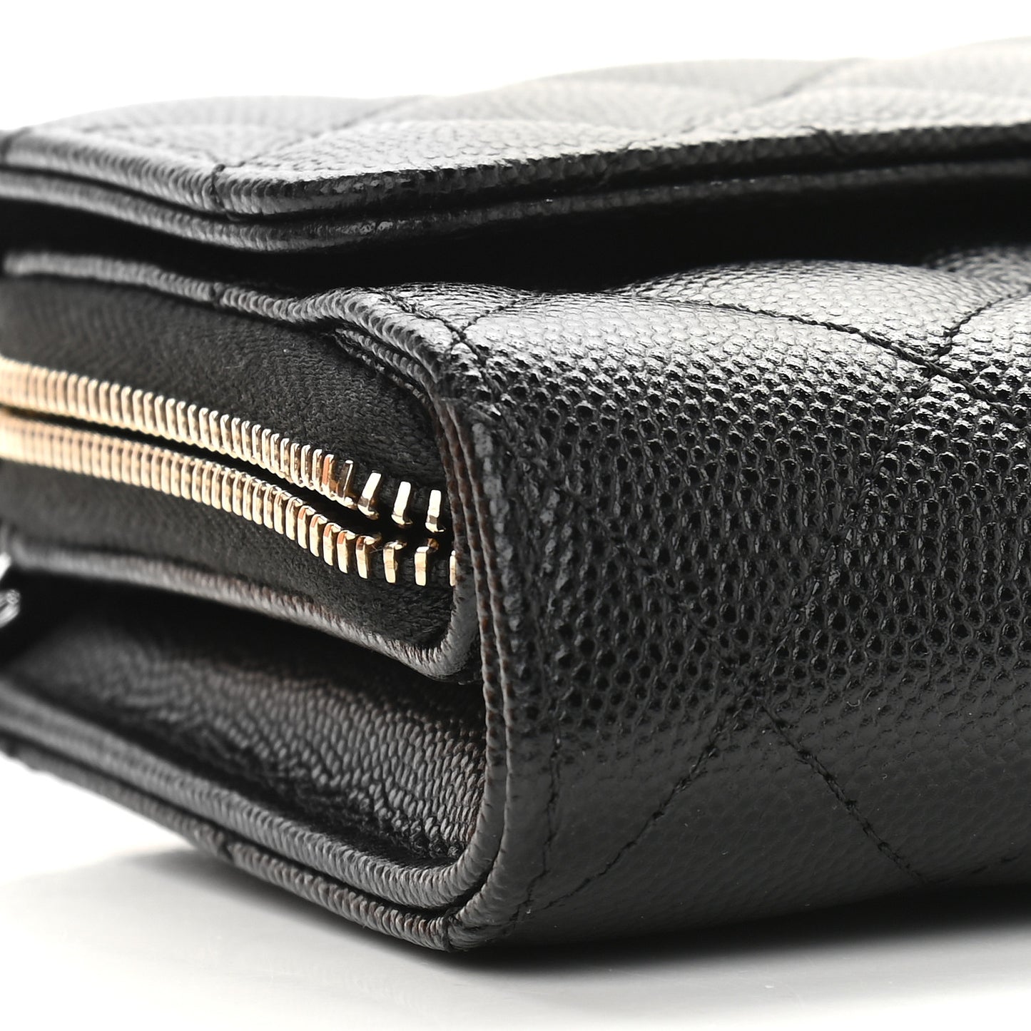 Caviar Quilted Flap Phone Holder With Removable Chain Black